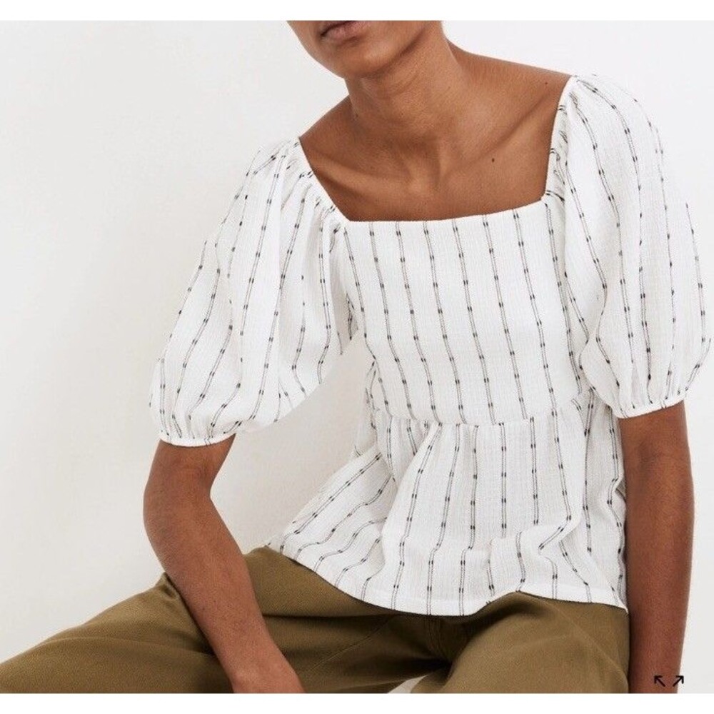 Madewell Womens Puff-Sleeve Empire Top White Sz M